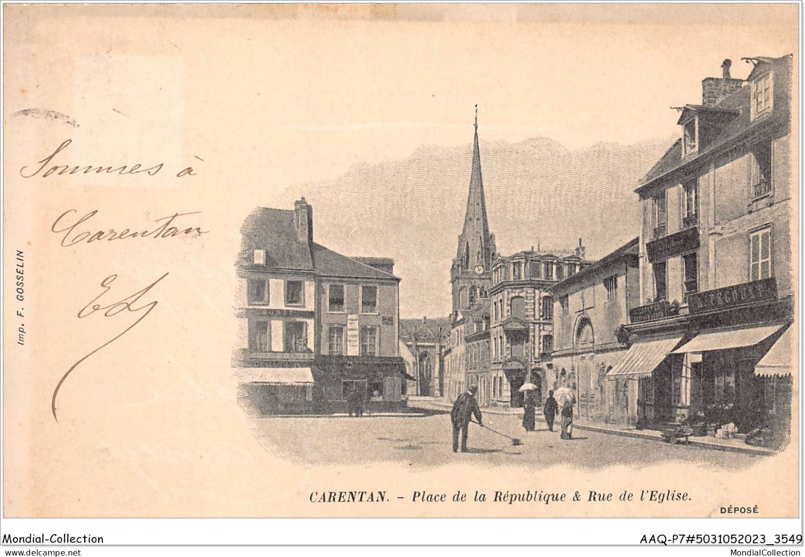AAQP7-50-0559 - CARENTON - Place De La Republique  Et Rue De L'Eglise - Carentan