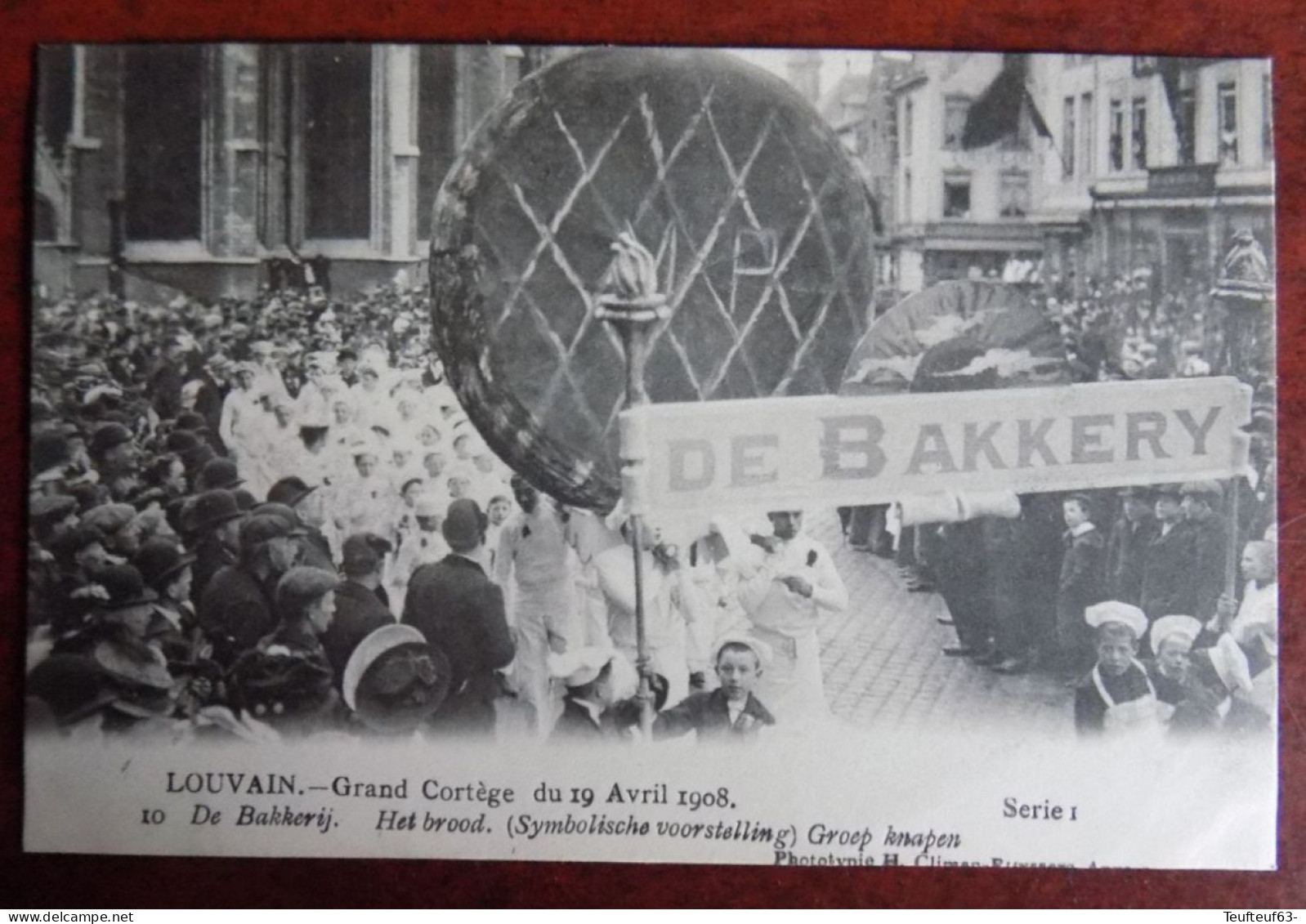 Cpa Louvain ; Grand Cortège Du 19.04.1908 - De Bakkerij - Het Brood ( Symbolische Voorstelling ) Groep Knapen - Leuven