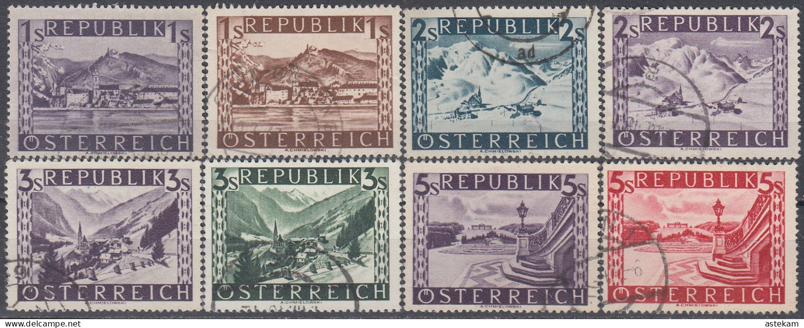 AUSTRIA 1945, VIEWS From AUSTRIA, The LAST EIGHT USED STAMPS Of SERIES With GOOD QUALITY - Oblitérés