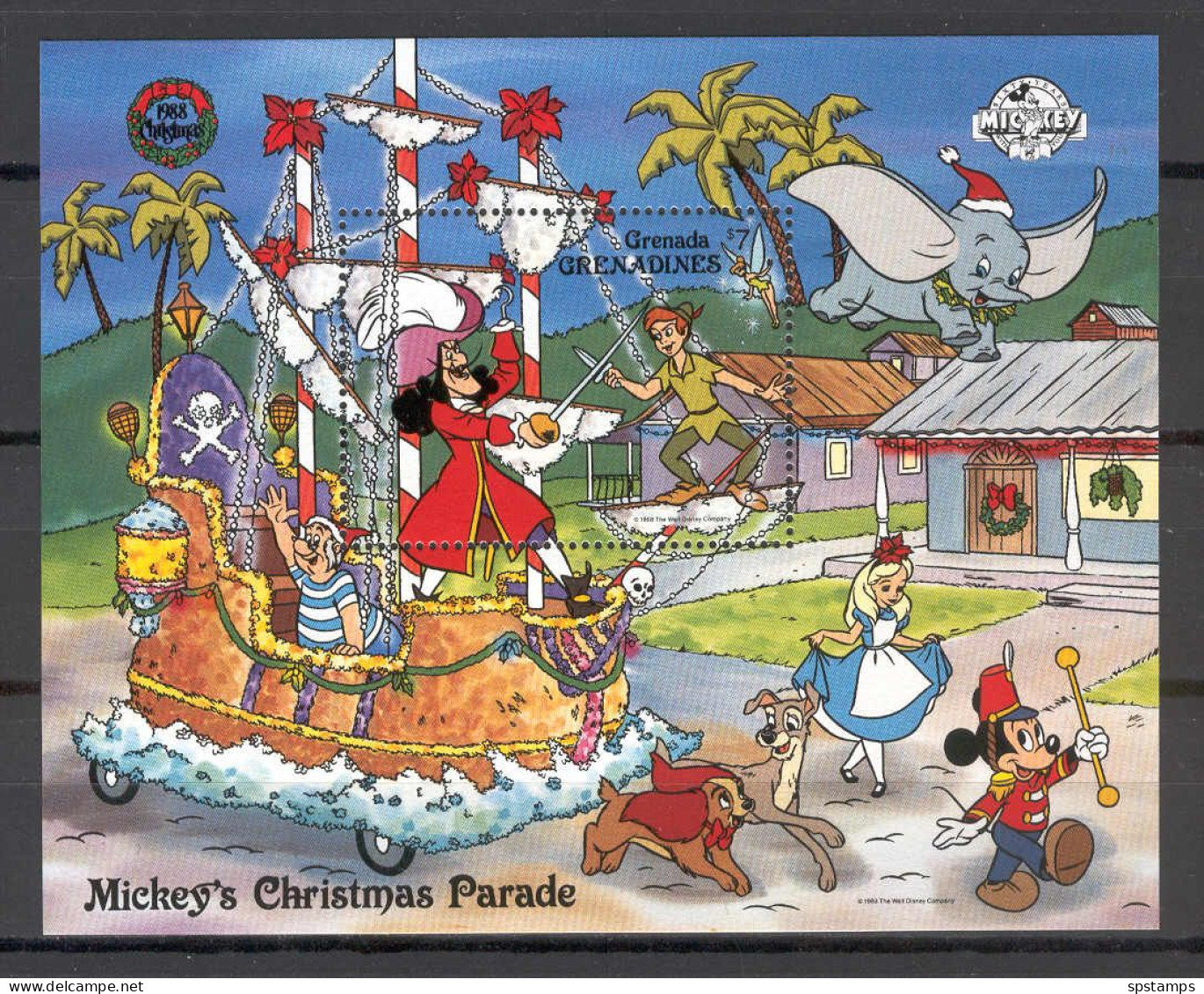 Disney Grenada Gr 1988 Chritmas Parade #1 MS MNH - Disney