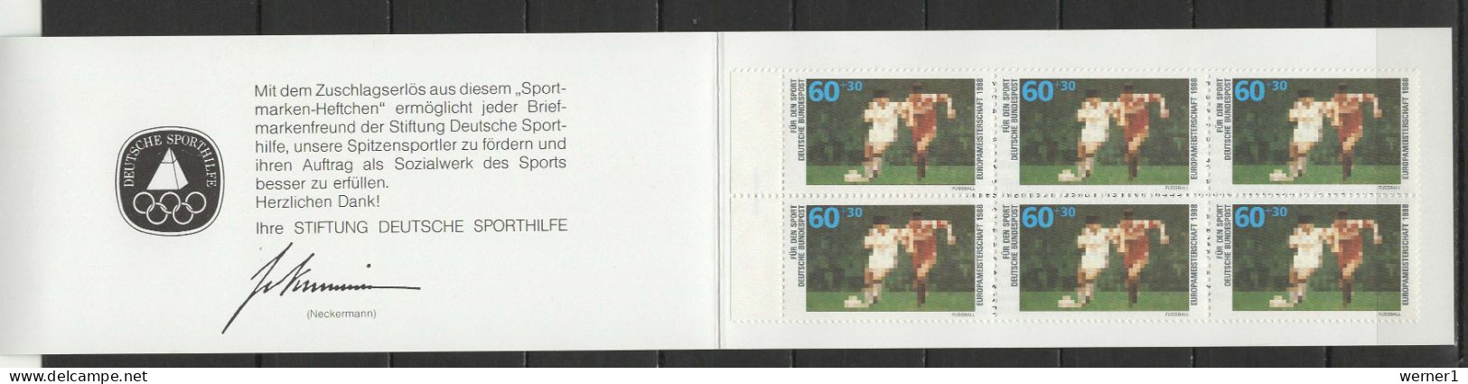 Germany 1988 Olympic Games Seoul, Football Soccer Stamp Booklet MNH - Sommer 1988: Seoul