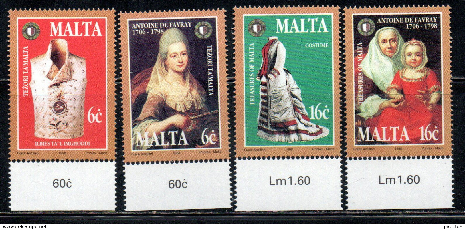 MALTA 1998 TREASURES ANTOINE DE FAVRAY COMPLETE SET SERIE COMPLETA MNH - Malte