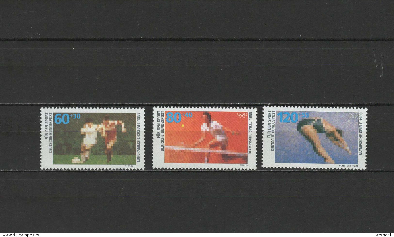 Germany 1988 Olympic Games Seoul, Tennis, Football Soccer, Swimming Set Of 3 MNH - Zomer 1988: Seoel