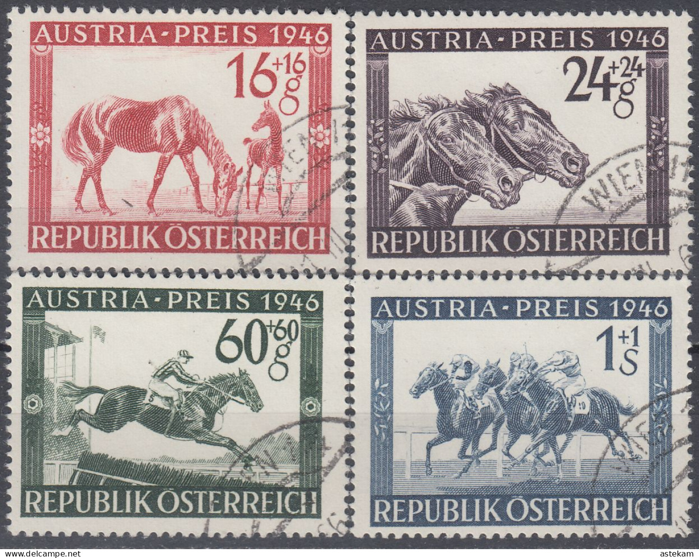 AUSTRIA 1946, HORSES, INCOMPLETE USED SERIES In GOOD QUALITY - Gebruikt