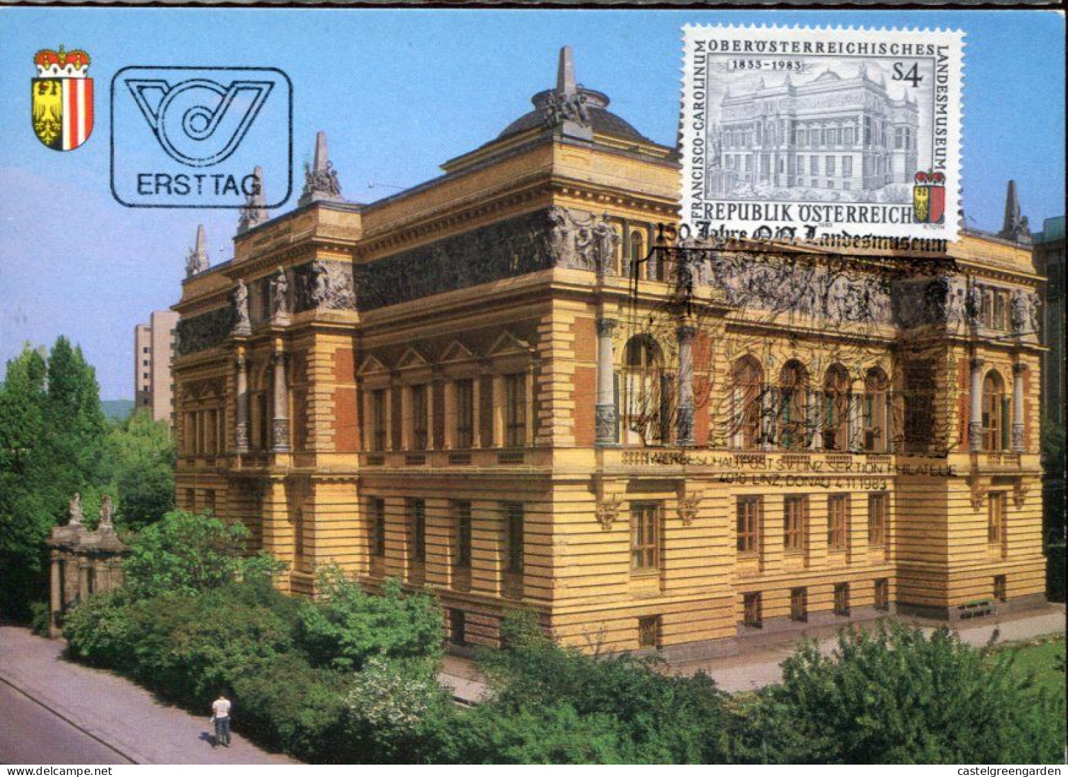 X0164 Austria, Maximum 1983 Museum Francisco Carolinum, Linz, Architecture - Cartes-Maximum (CM)