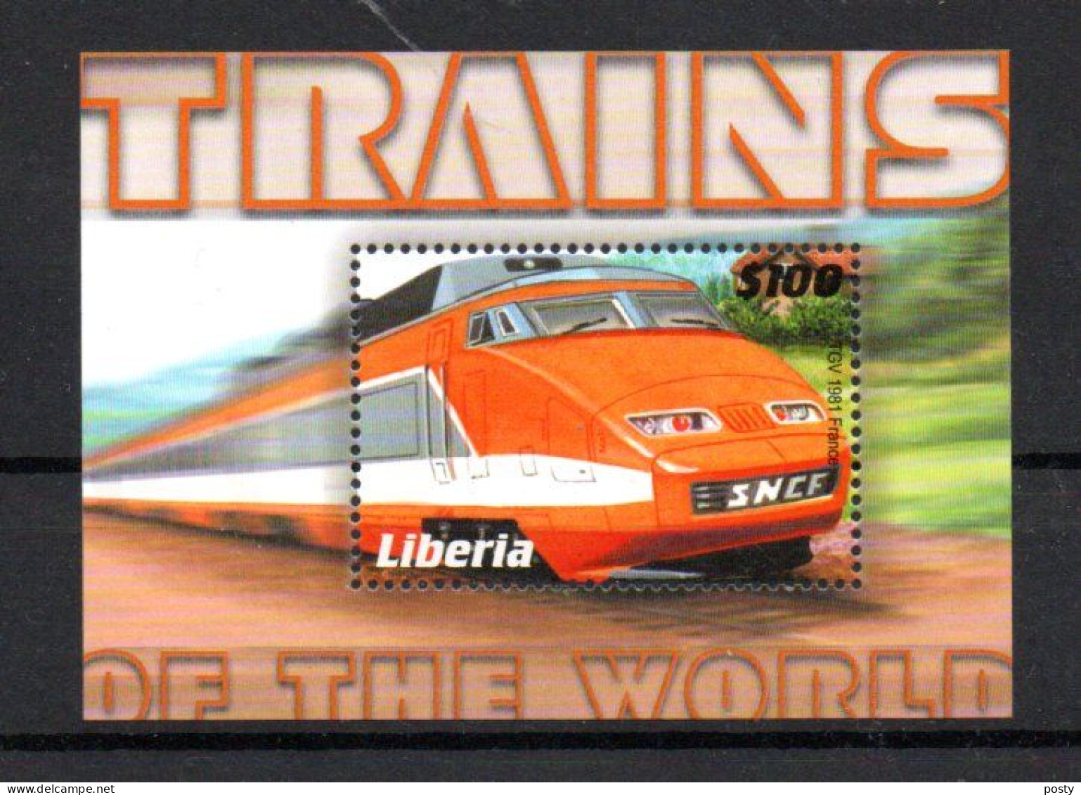 LIBERIA - B/F - M/S - 2001 - TRAINS - EISENBAHN - TRAINS OF THE WORLD - TGV - - Liberia