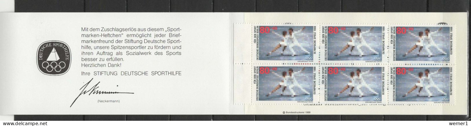 Germany - Berlin 1988 Olympic Games Calgary Stamp Booklet With Vignette MNH - Winter 1988: Calgary