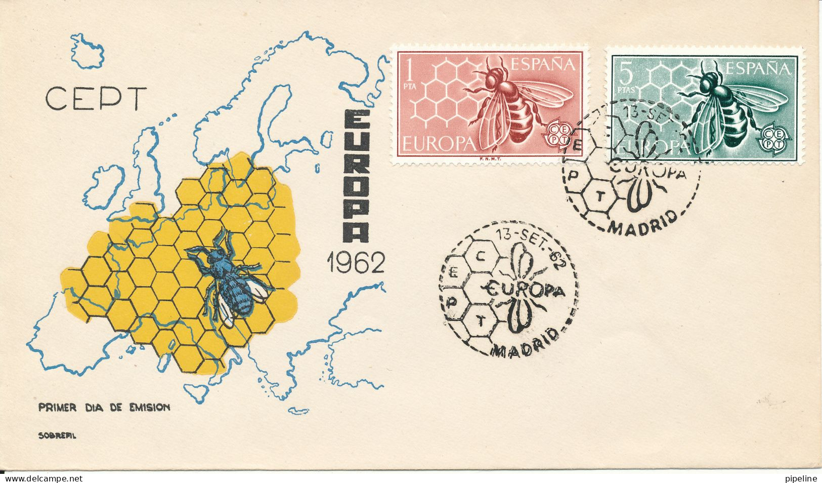 Spain FDC 13-9-1962 EUROPA CEPT Complete Set Of 2 With Cachet - 1962