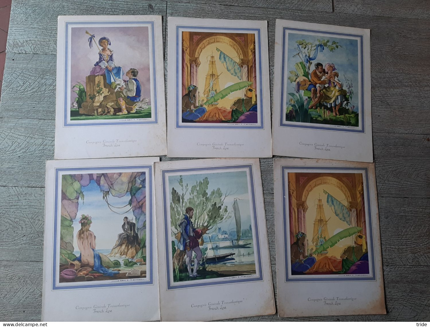 Lot 6 Menus Compagnie Générale Transatlantique Mercier Paquebot France 1969 - Menükarten