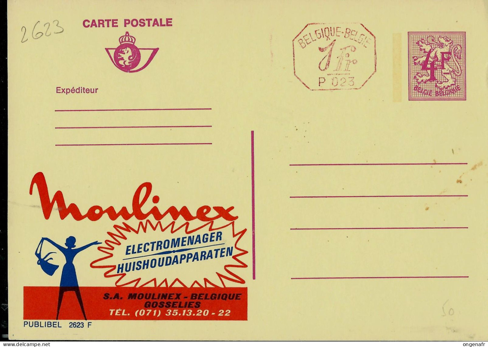 Publibel Neuve N° 2623 + P 023   ( MOULINEX - Electroménager - Gosselies- ) - Werbepostkarten