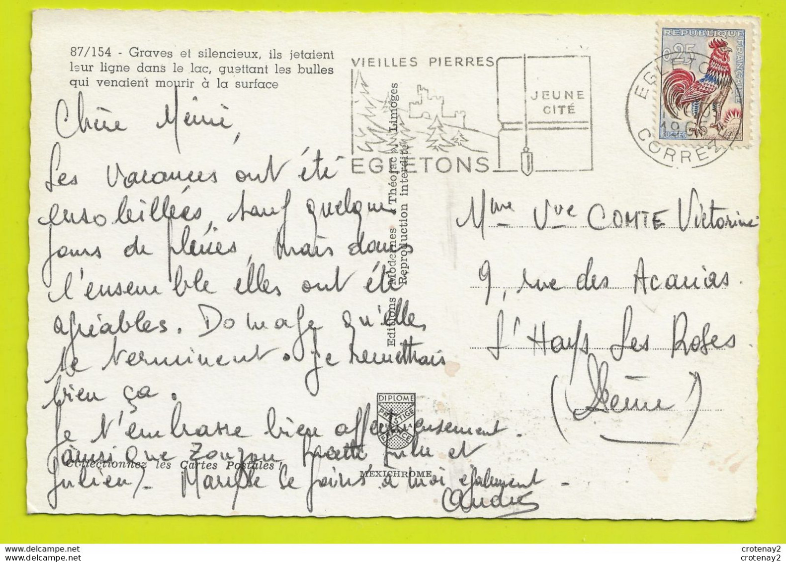 19 Pêcheurs à La Ligne Carte VOIR DOS Et Flamme D'Egletons En 1965 - Egletons