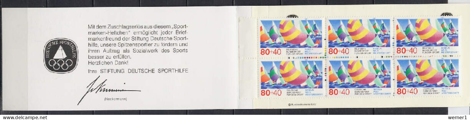 Germany 1987 Sport, Sailing Stamp Booklet With Vignette MNH - Voile