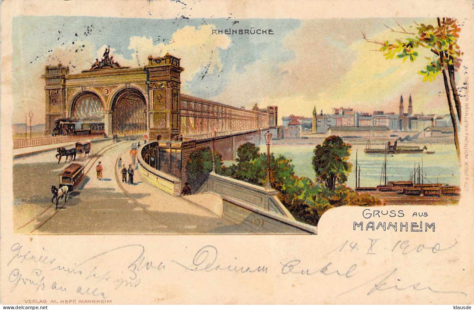 Gruss Aus Mannheim - Rheinbrücke Litho Gel.1907 AKS - Mannheim