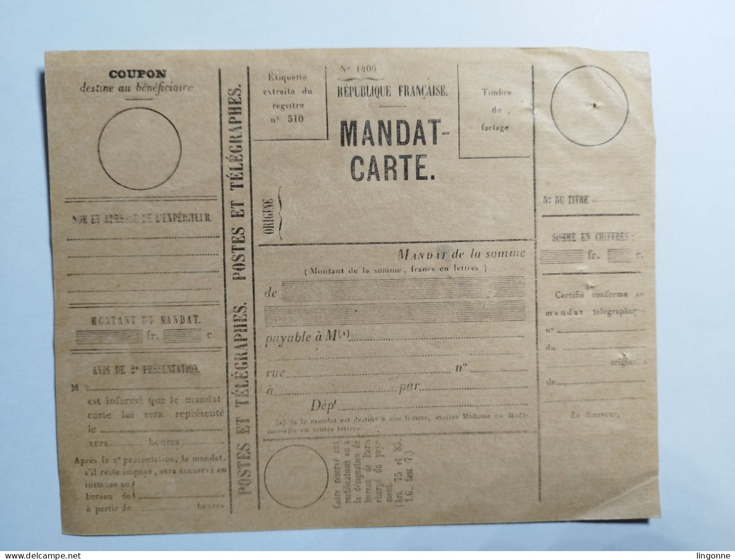 1938 MANDAT CARTE De Paiement 1406 Achat De La Communale - 1900 – 1949