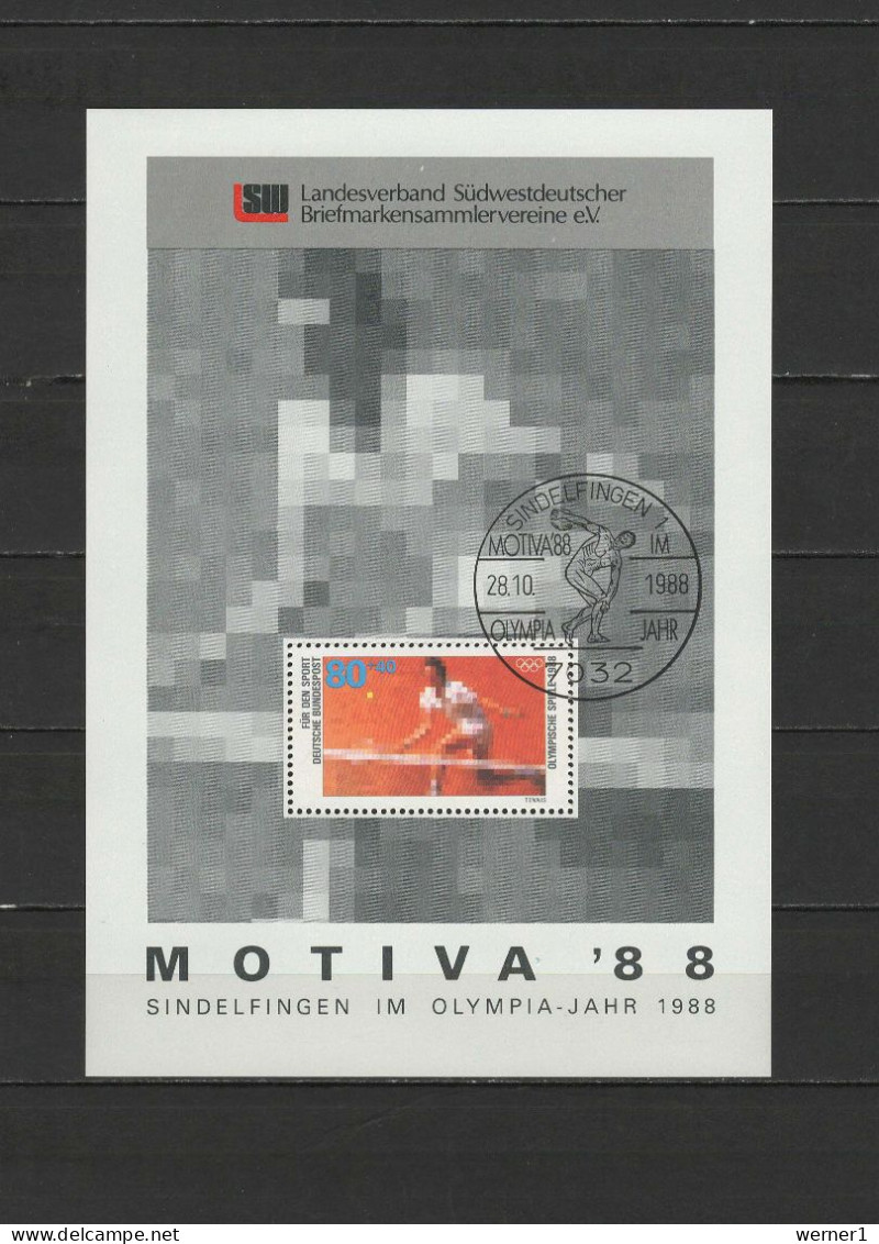 Germany 1988 Olympic Games Seoul, Tennis Vignette With Cancellation - Zomer 1988: Seoel