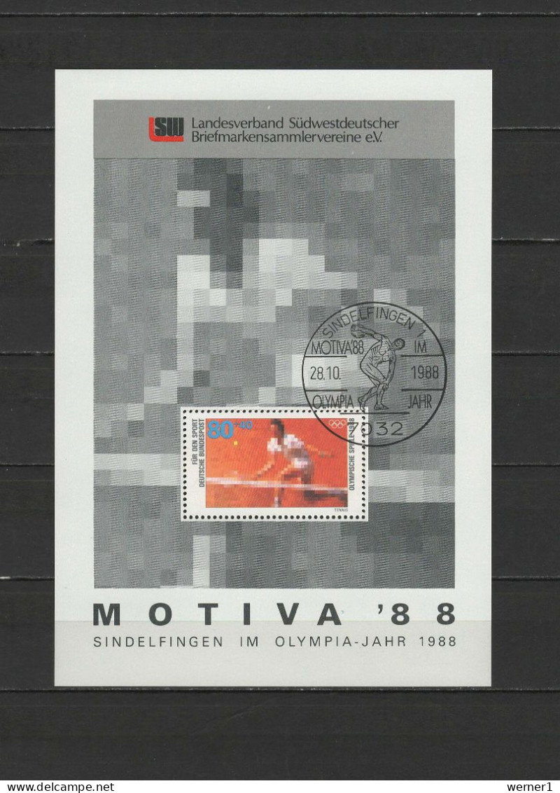 Germany 1988 Olympic Games Seoul, Tennis Vignette With Cancellation - Summer 1988: Seoul