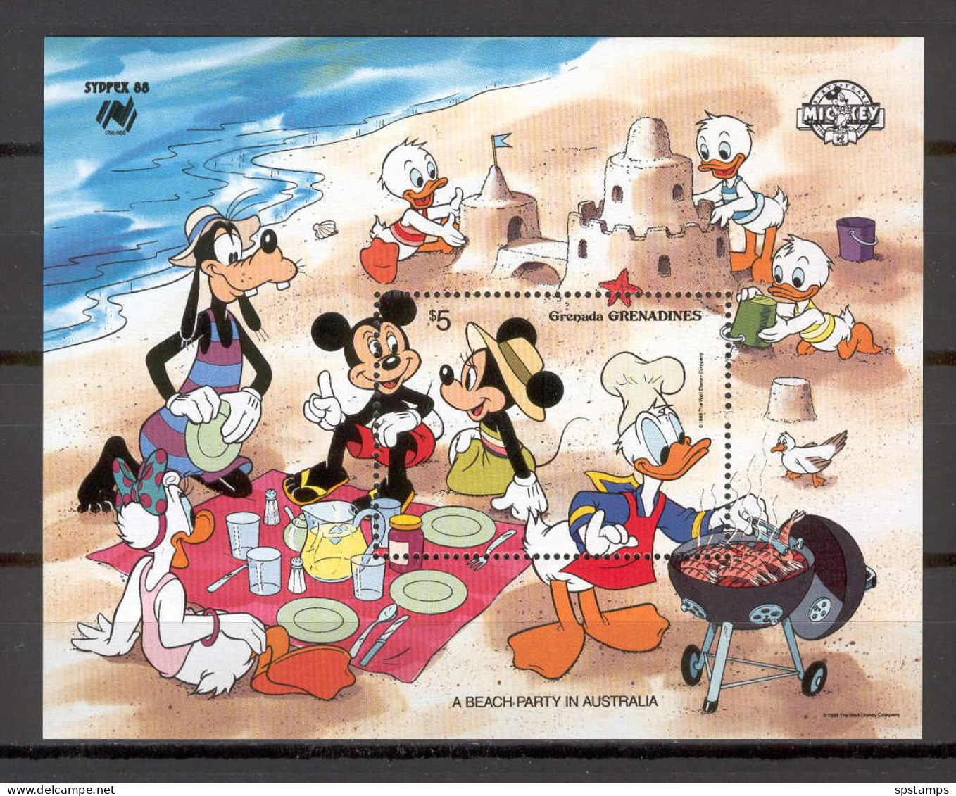 Disney Grenada Gr 1988 A Beach Party In Australia MS MNH - Disney