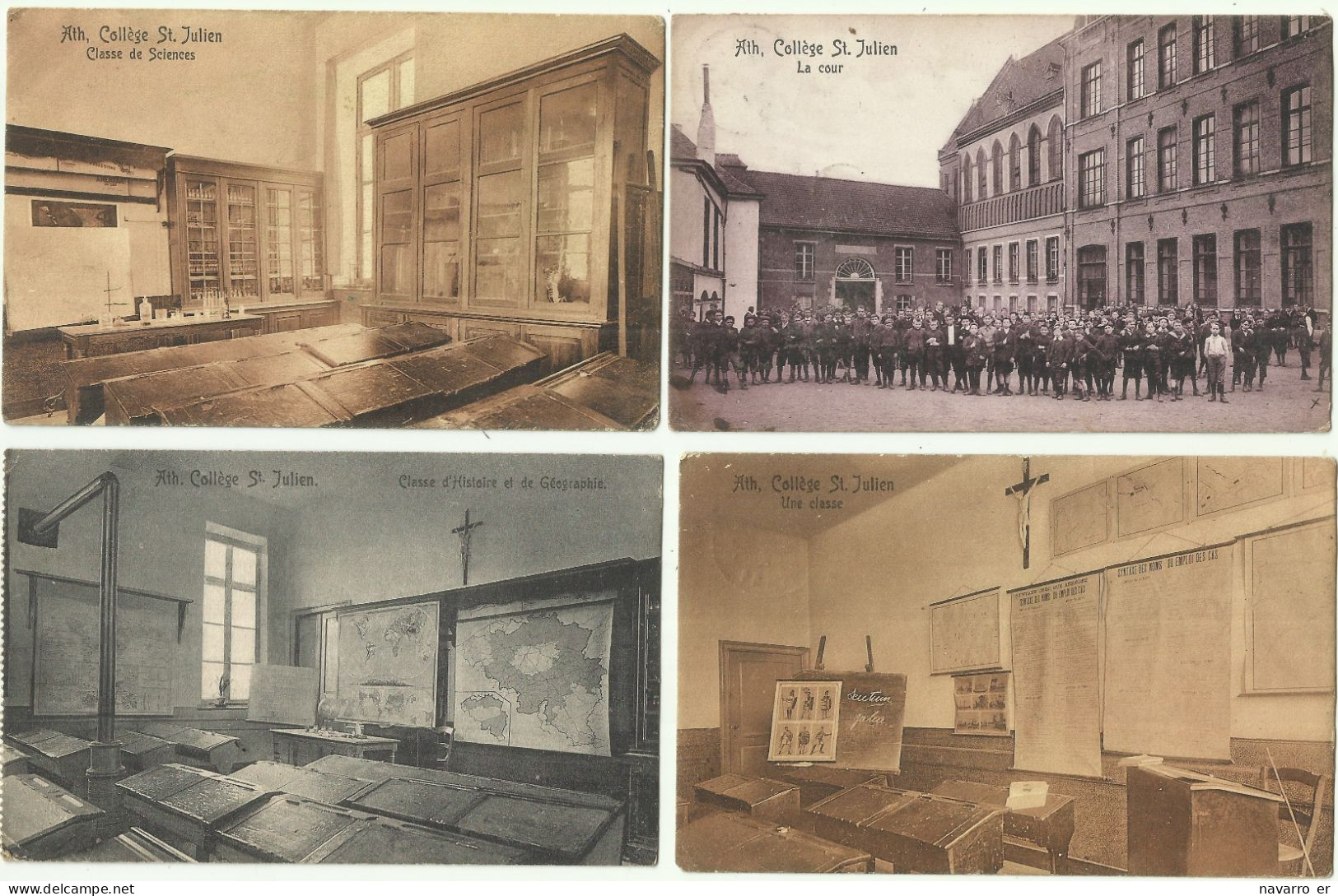 ATH - Collège St. Julien - Lot De 4 Cartes Postales Anciennes, éditeur "De Tulp" - Ath