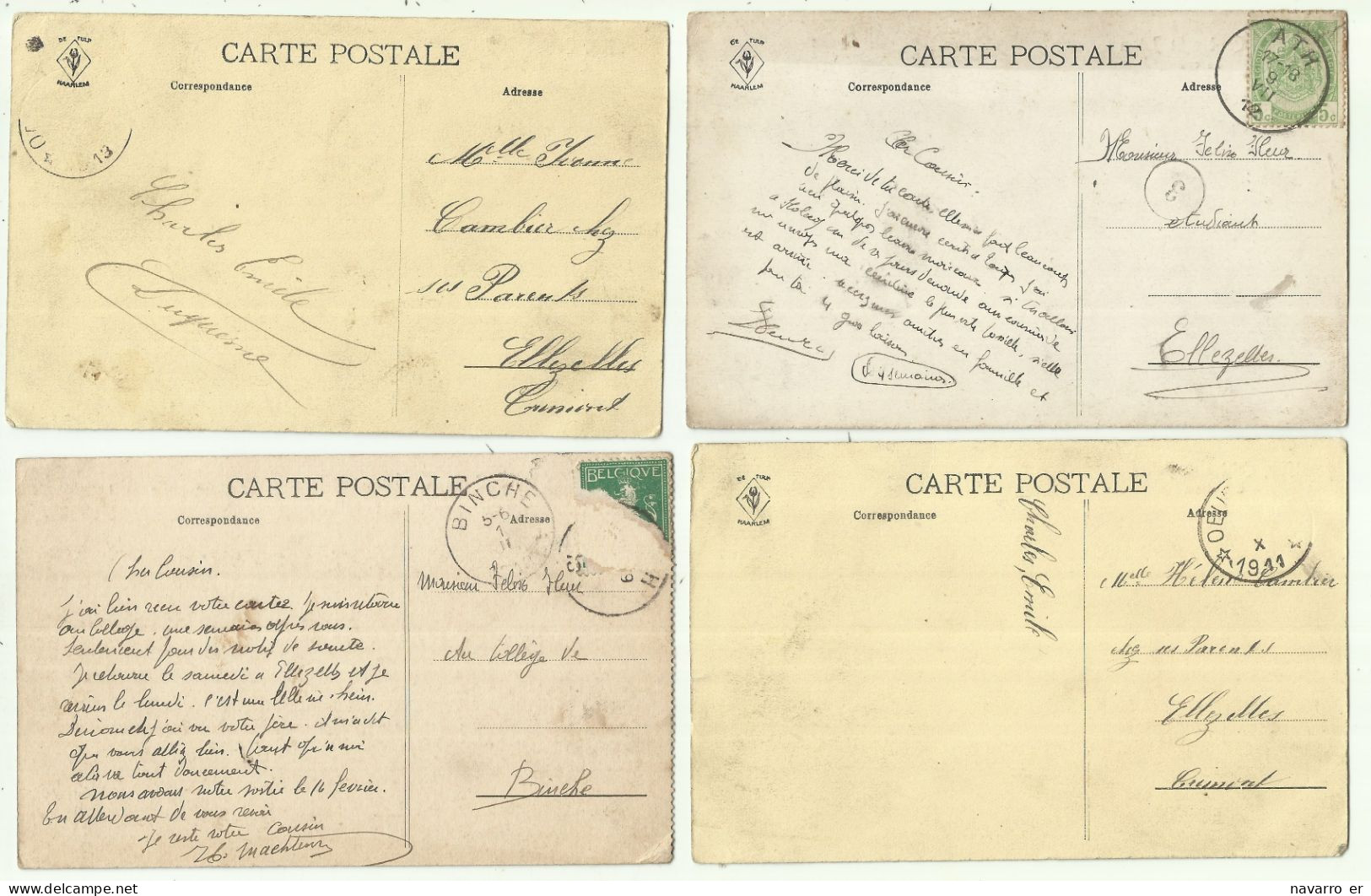 ATH - Collège St. Julien - Lot De 4 Cartes Postales Anciennes, éditeur "De Tulp" - Ath