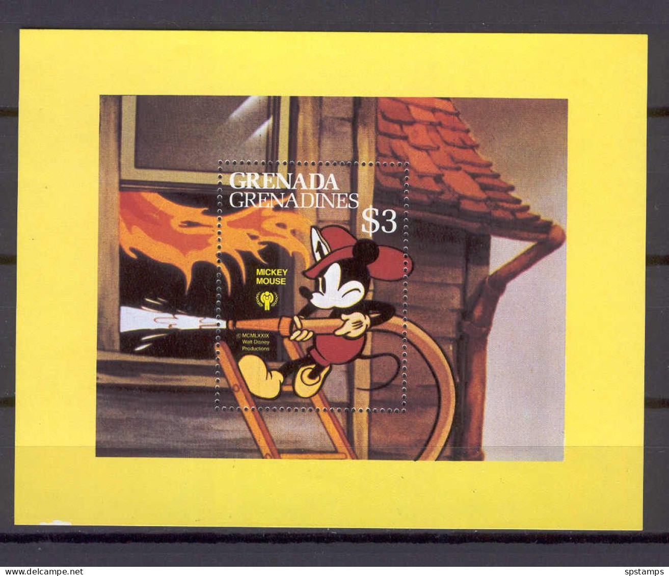 Disney Grenada Gr 1979 International Year Of The Child - Mickey - Fireman MS MNH - Disney