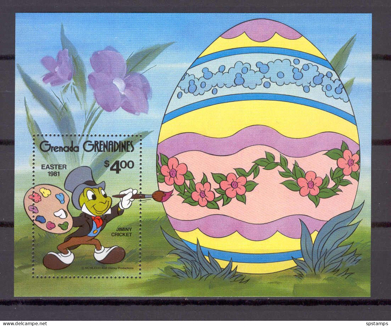 Disney Grenada Gr 1981 Easter - Jiminy Cricket MS MNH - Disney