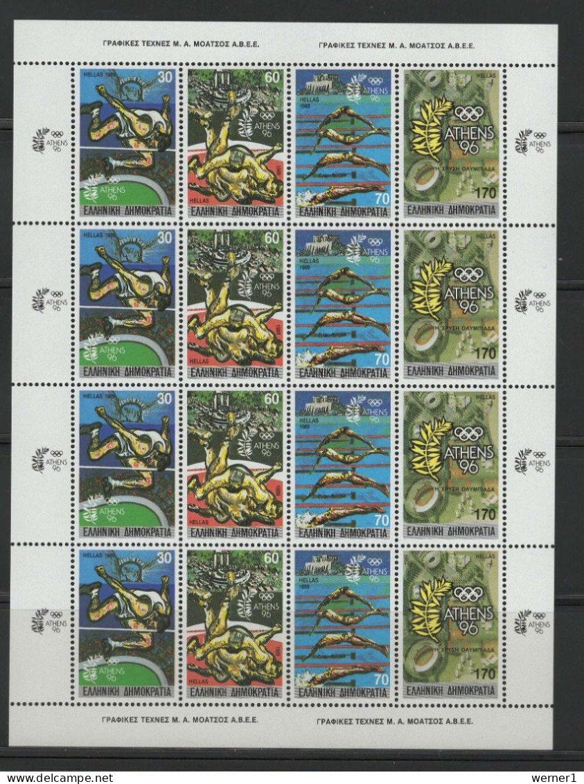 Greece 1989 Olympic Games, Wrestling, Swimming Etc. Sheetlet MNH - Ete 1988: Séoul