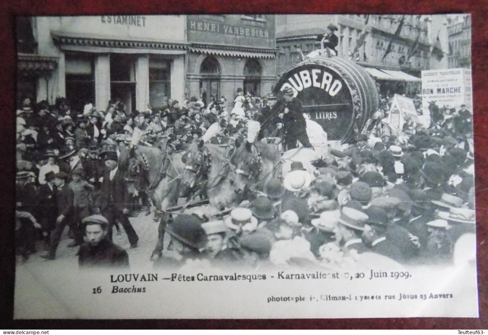 Cpa Louvain ; Fêtes Carnavalesques - Karnavalfeesten 20.06.1909 - Bacchus - Leuven