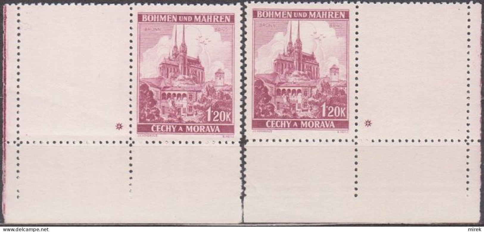 053/ Pof. 32; Corner Stamps With Coupon, Plate Mark + - Ungebraucht