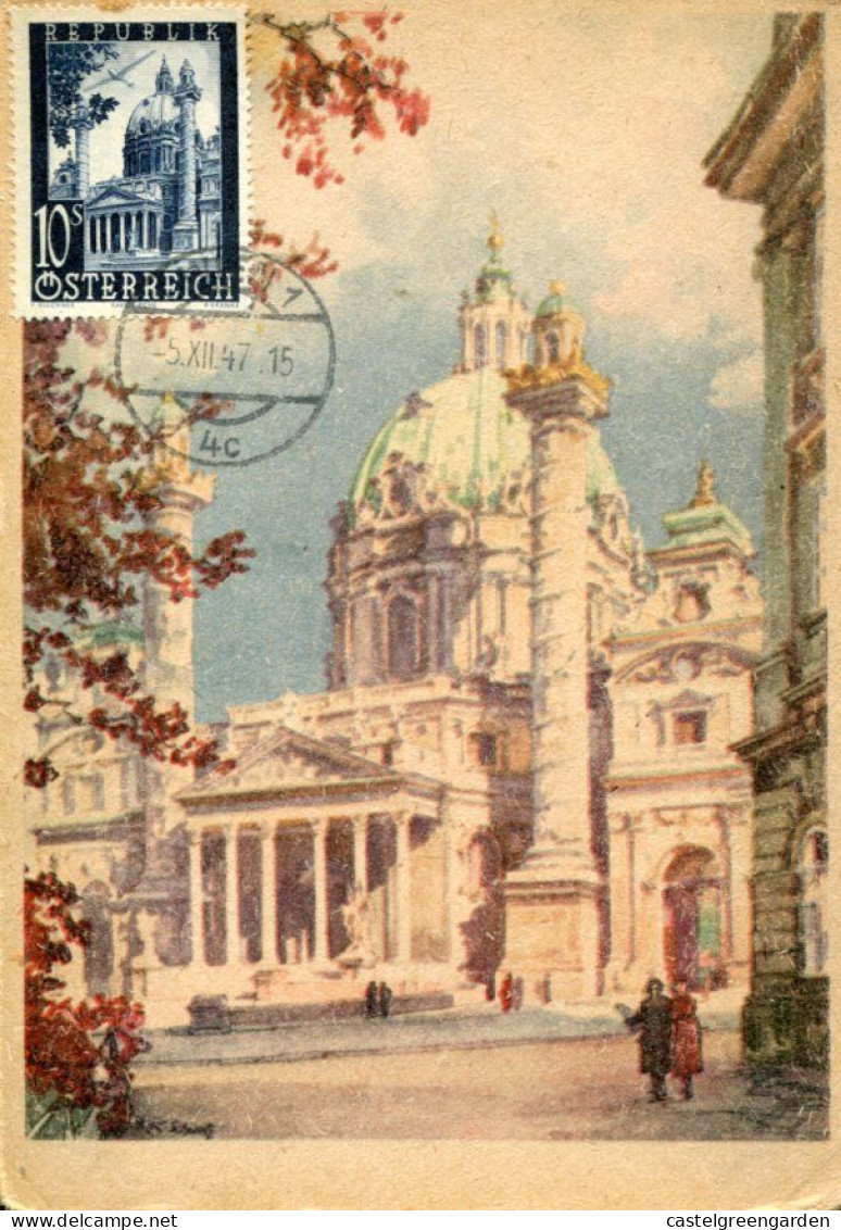 X0169 Austria, Maximum 1947 Karlskirche In Vienna, St.charles Church Of Vienna,architecture - Maximum Cards