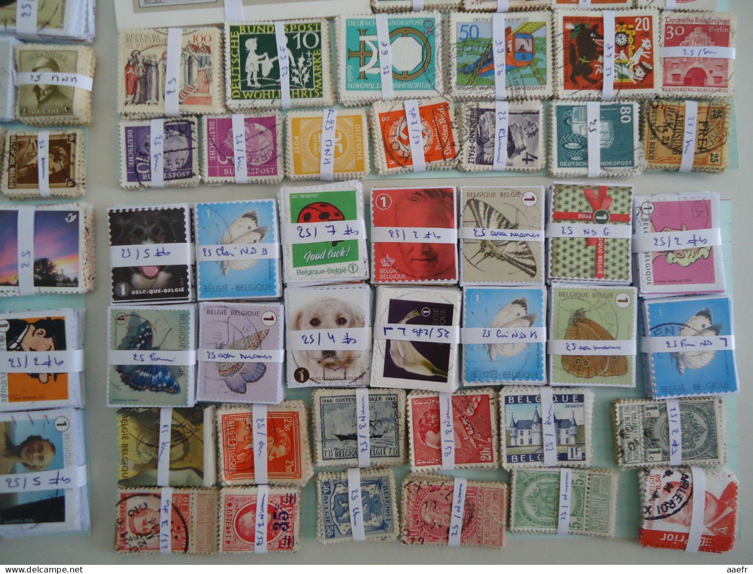 Monde / World - 11250 timbres en 450 bottes de 25  / 11250 stamps in 450 bundles of 25