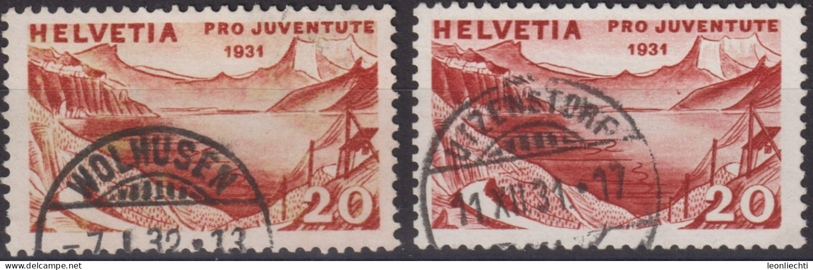 1931 Schweiz > Pro Juventute ° Mi:CH 248, Yt:CH 252, Zum:CH J59,!! Farbunteschied, Genfersee - Used Stamps