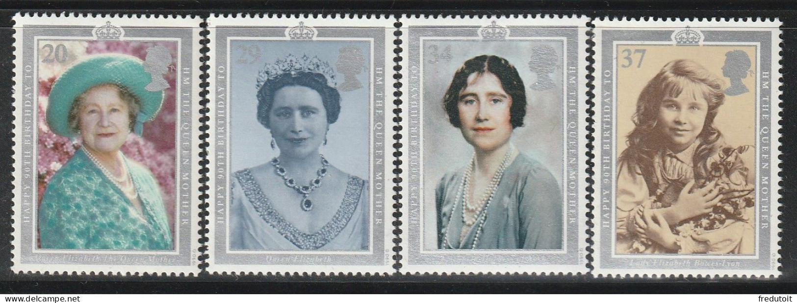 GRANDE BRETAGNE - N°1469/72 ** (1990) Reine-Mère Elizabeth - Unused Stamps