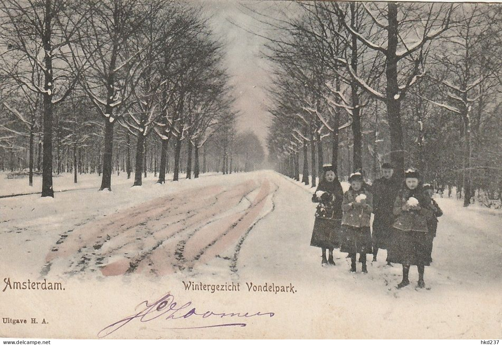 Amsterdam Wintergezicht Vondelpark Meisjes Met Sneeuwballen # 1902     3955 - Amsterdam