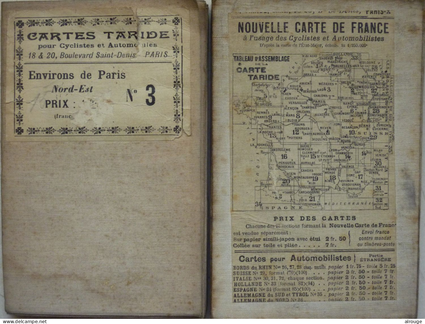 Lot De 3 Cartes "Taride"  Anciennes Des Environs De Paris 80 Kilomètres N-O Et Environ De Paris Nord-Est Et Nord-Ouest, - Callejero