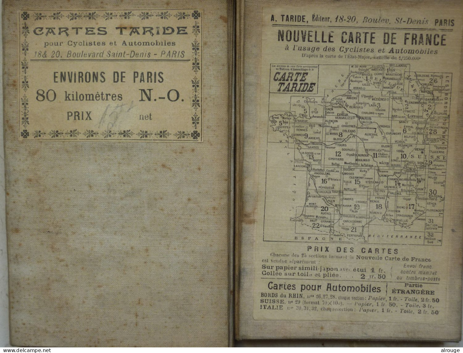Lot De 3 Cartes "Taride"  Anciennes Des Environs De Paris 80 Kilomètres N-O Et Environ De Paris Nord-Est Et Nord-Ouest, - Cartes Routières