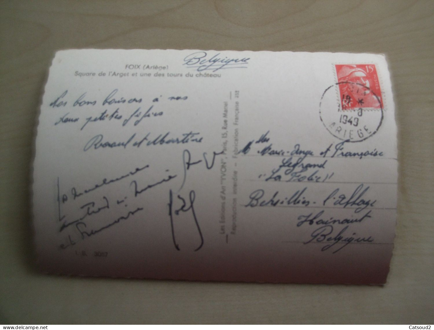 Carte Postale Ancienne 1949 FOIX Square De L'Arget Et Une Des Tours Du Château - Foix