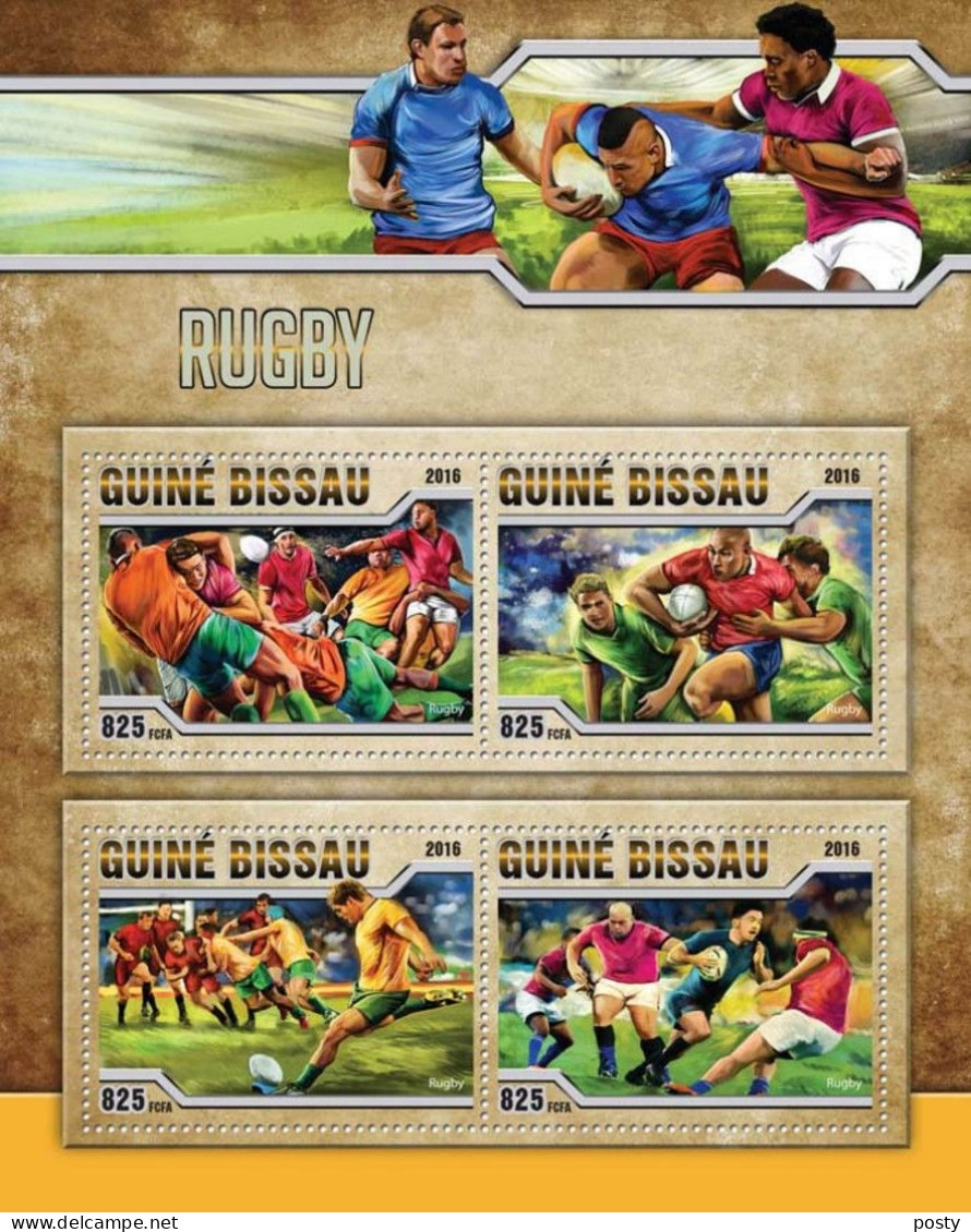 GUINEE-BISSAU - GUINEA BISSAU - B/F - M/S - 2016 - SPORTS - RUGBY - 4 Timbres - 4 Stamps - - Guinée-Bissau