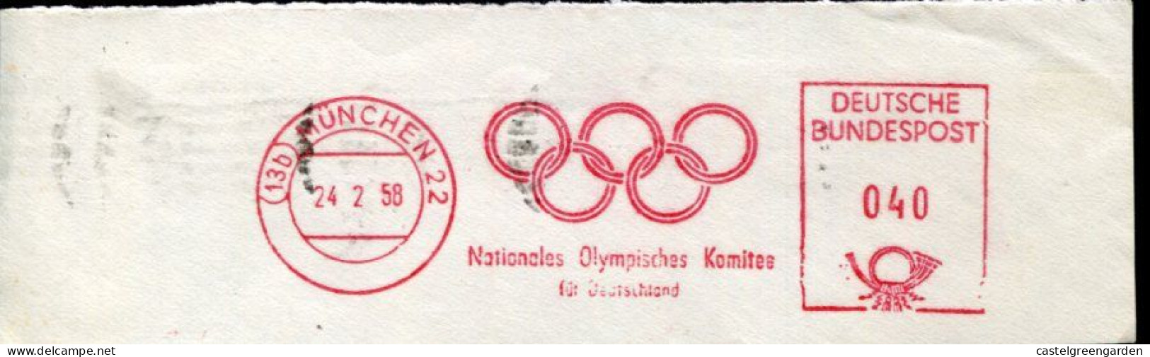 X0170 Germany,red Meter Freistempel 1958 Munchen, Nationales Olympisches Komitee Germany (fragment) - Sonstige & Ohne Zuordnung