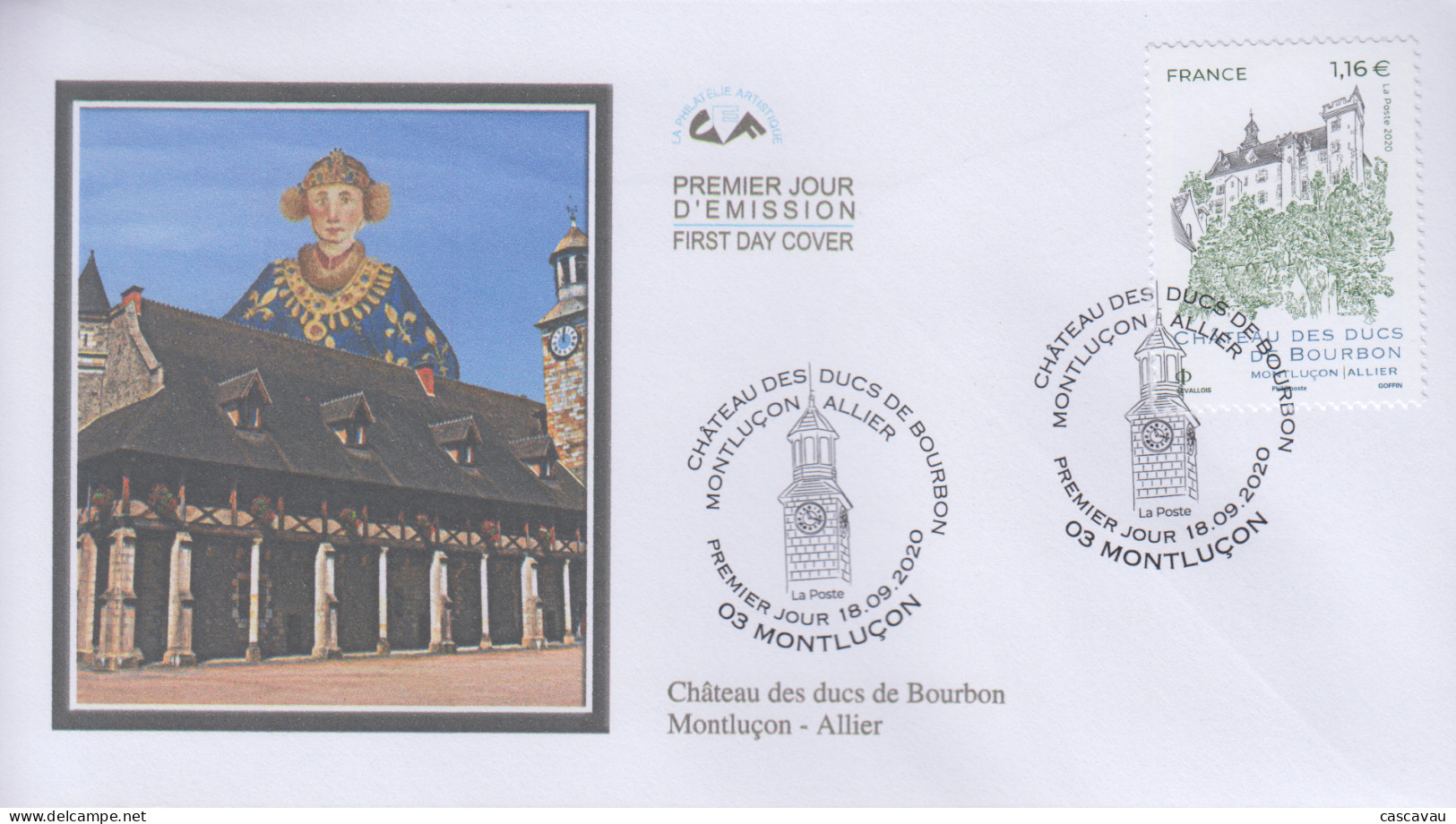 Enveloppe   FDC  1er   Jour     FRANCE    Chateau   Des   Ducs   De   Bourbon    MONTLUCON    2020 - 2020-…