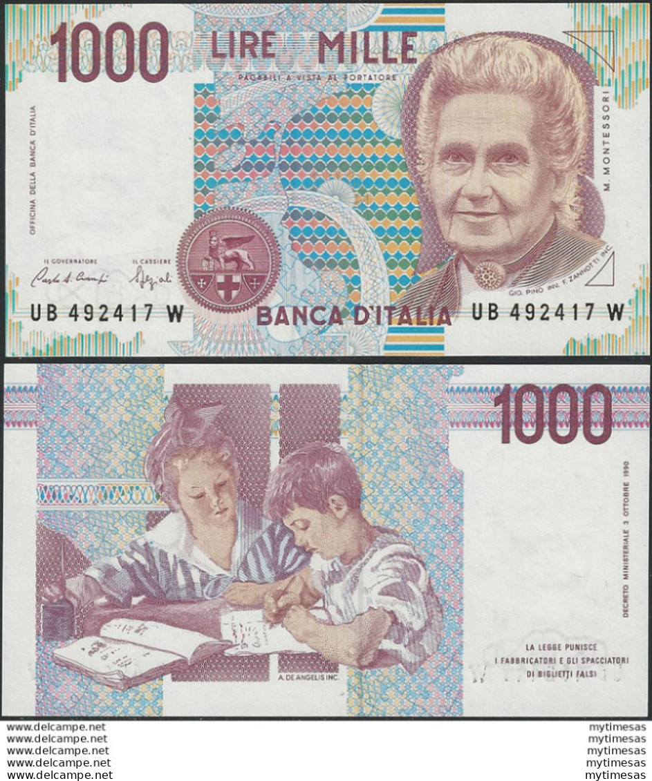 1991 Italia Lire 1.000 Maria Montessori FDS Rif. BI 58B Gigante - Andere & Zonder Classificatie