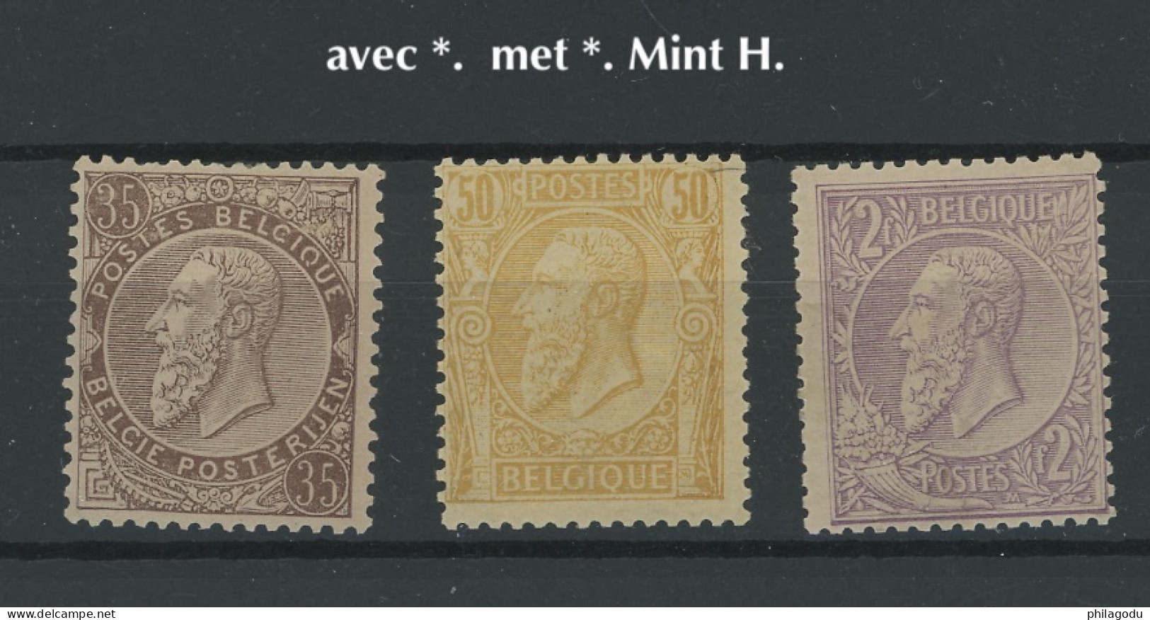 Leopold II.  49 * 50 * 52 *. Cote 112 € - 1884-1891 Leopoldo II
