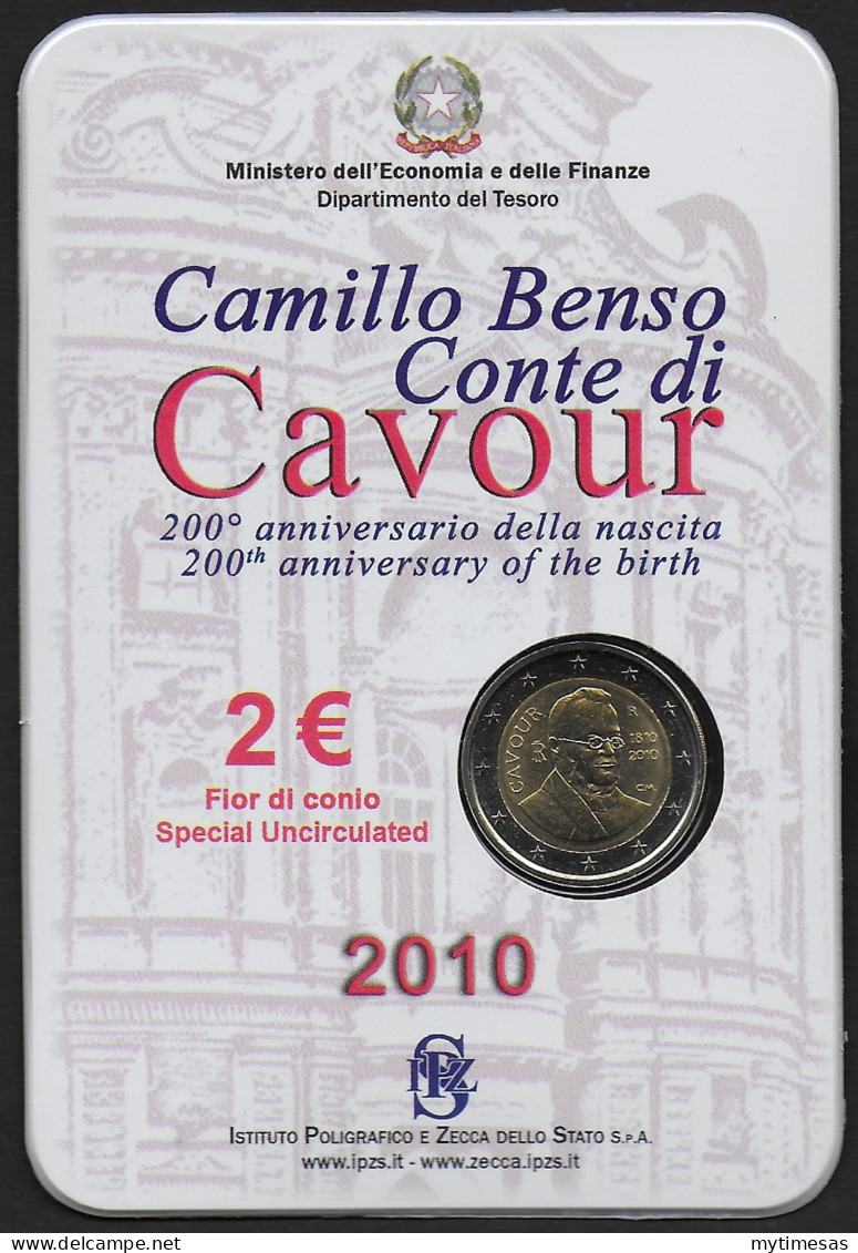 2010 Italia Euro 2,00 Cavour FDC-BU - Italy