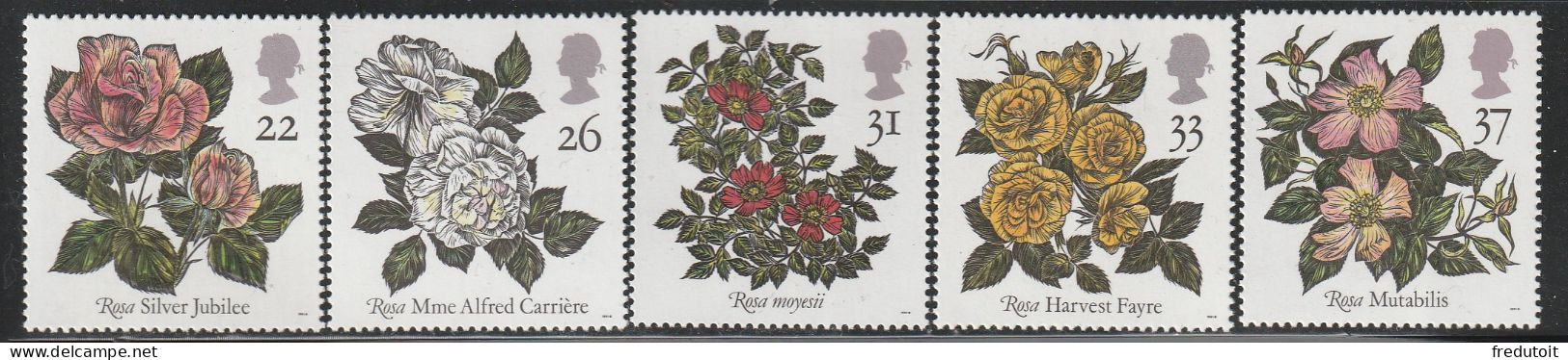 GRANDE BRETAGNE - N°1551/5 ** (1991) Fleurs : Roses - Unused Stamps