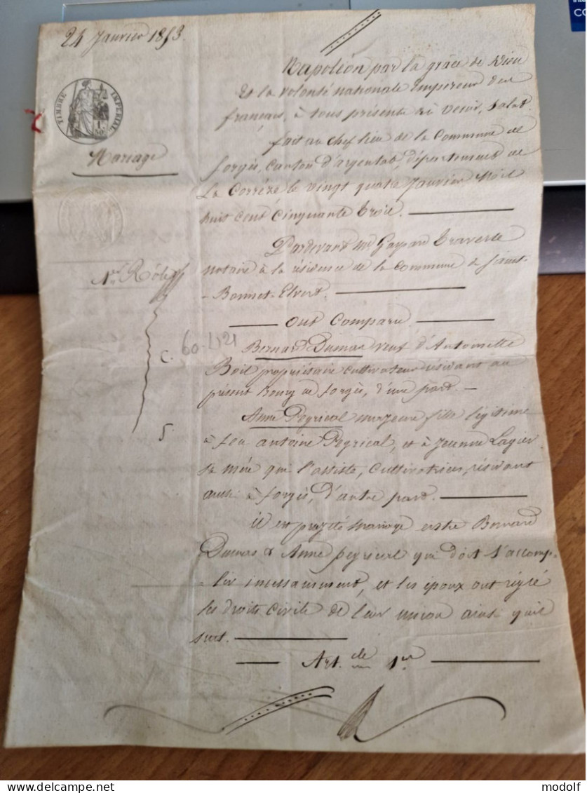Contrat De Mariage De 1853 - Commune De Forgès (Correze) - 10 Pages - Manuscrits