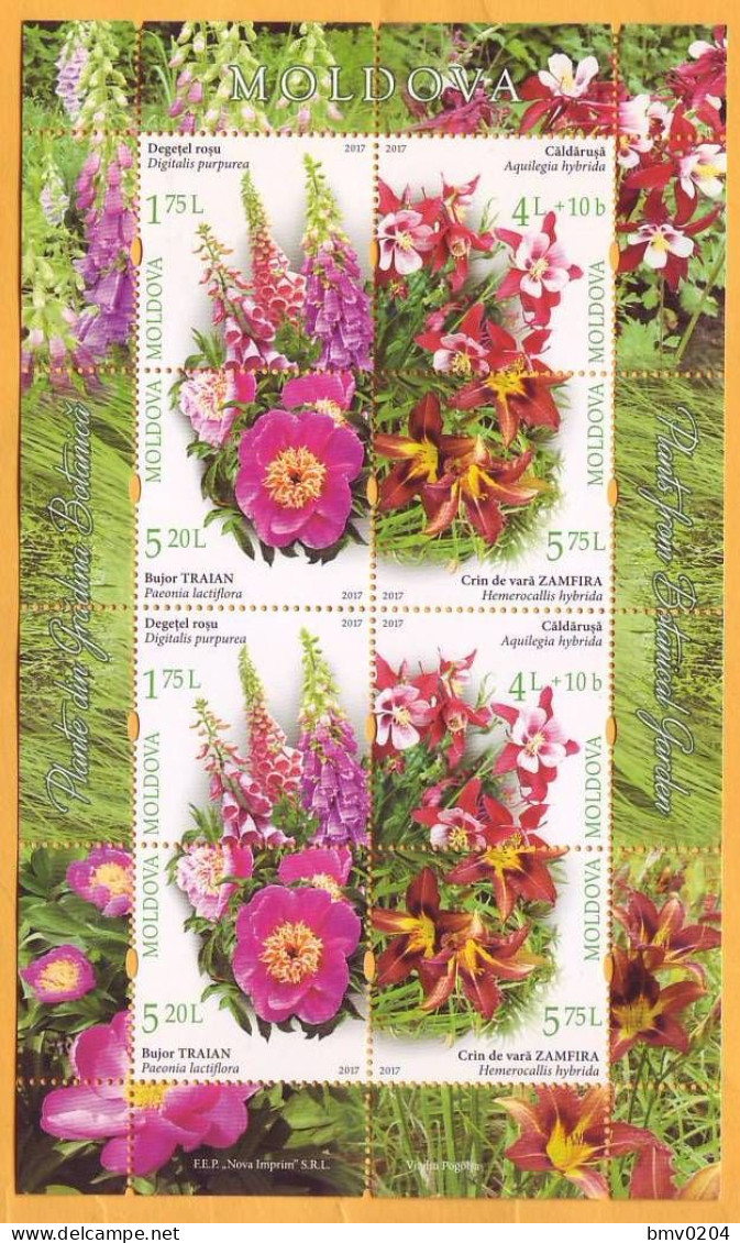 2017  Moldova Moldavie Moldau. Botanical Garden. Flowers. Sheet  Mint - Moldawien (Moldau)