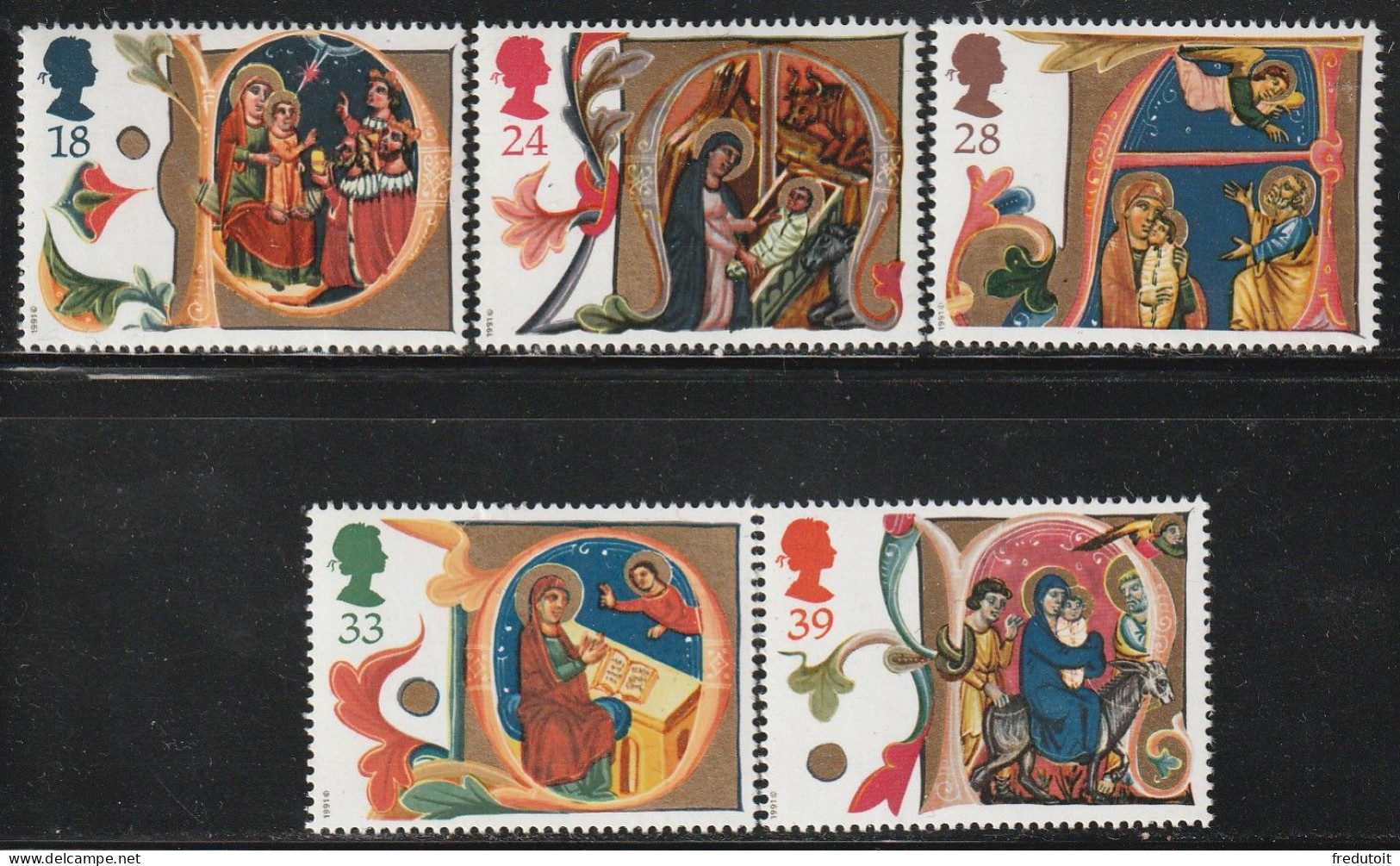 GRANDE BRETAGNE - N°1574/8 ** (1991) Noël - Unused Stamps