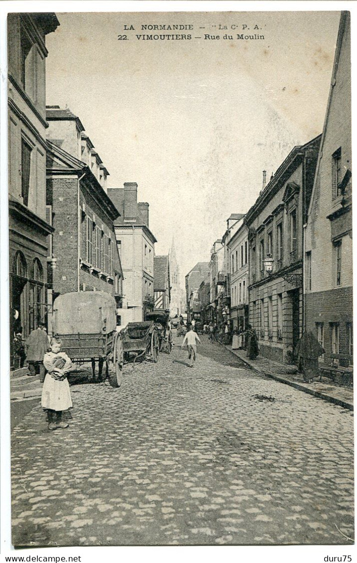 Pionnière Non écrite * VIMOUTIERS Rue Du Moulin ( Animée Charrette ) Edition La Normandie La C.P.A. - Vimoutiers