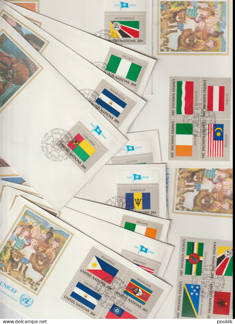 Flag Series FDC From United Nations - 34 Covers. Postal Weight Approx 240 Gramms. Please Read Sales Con - Briefe