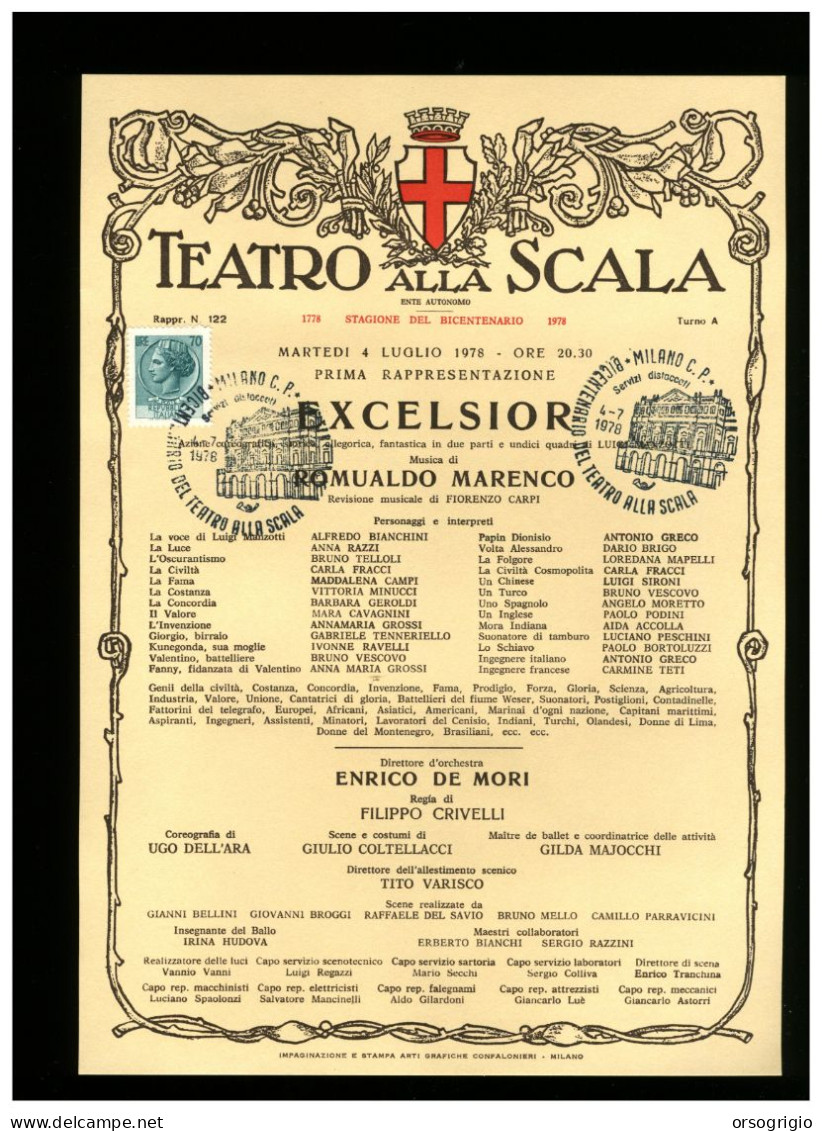 ITALIA - MILANO - TEATRO ALLA SCALA - Stagione 1978 Del BICENTENARIO - BALLO EXCELSIOR - Theatre