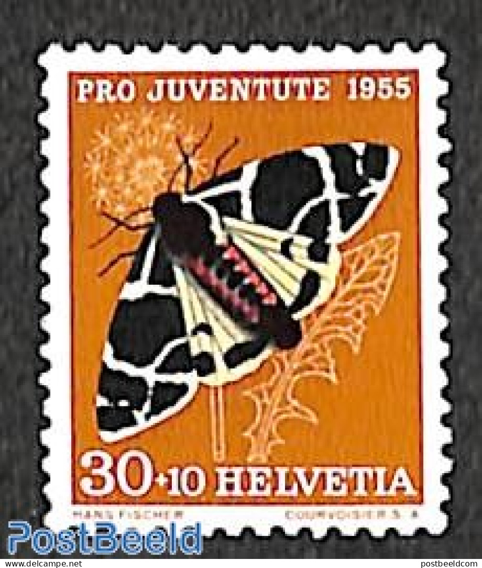 Switzerland 1955 30+10c, Stamp Out Of Set, Mint NH, Nature - Butterflies - Nuovi